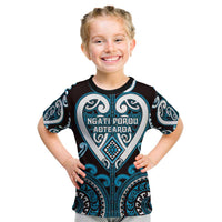 Custom Aotearoa Ngati Porou Kid T Shirt Maori Tribal Pattern