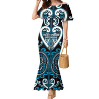Custom Aotearoa Ngati Porou Mermaid Dress Maori Tribal Pattern LT05 Women Blue - Polynesian Pride