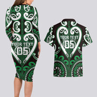 Custom Aotearoa Ngai Tahu Couples Matching Long Sleeve Bodycon Dress and Hawaiian Shirt Maori Tribal Pattern