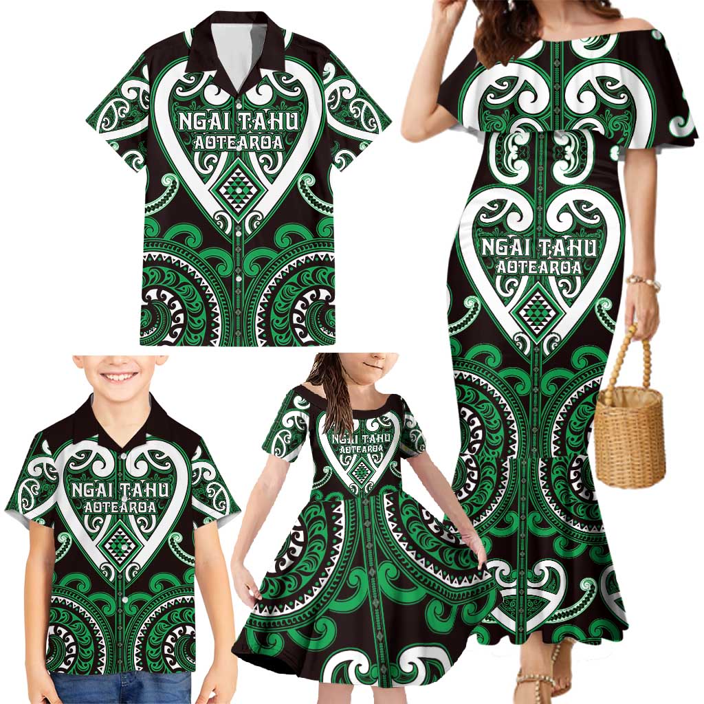 Custom Aotearoa Ngai Tahu Family Matching Mermaid Dress and Hawaiian Shirt Maori Tribal Pattern LT05 - Polynesian Pride