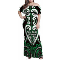 Custom Aotearoa Ngai Tahu Family Matching Off Shoulder Maxi Dress and Hawaiian Shirt Maori Tribal Pattern
