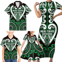 Custom Aotearoa Ngai Tahu Family Matching Short Sleeve Bodycon Dress and Hawaiian Shirt Maori Tribal Pattern LT05 - Polynesian Pride