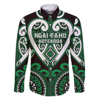 Custom Aotearoa Ngai Tahu Family Matching Short Sleeve Bodycon Dress and Hawaiian Shirt Maori Tribal Pattern LT05 Dad's Shirt - Long Sleeve Green - Polynesian Pride