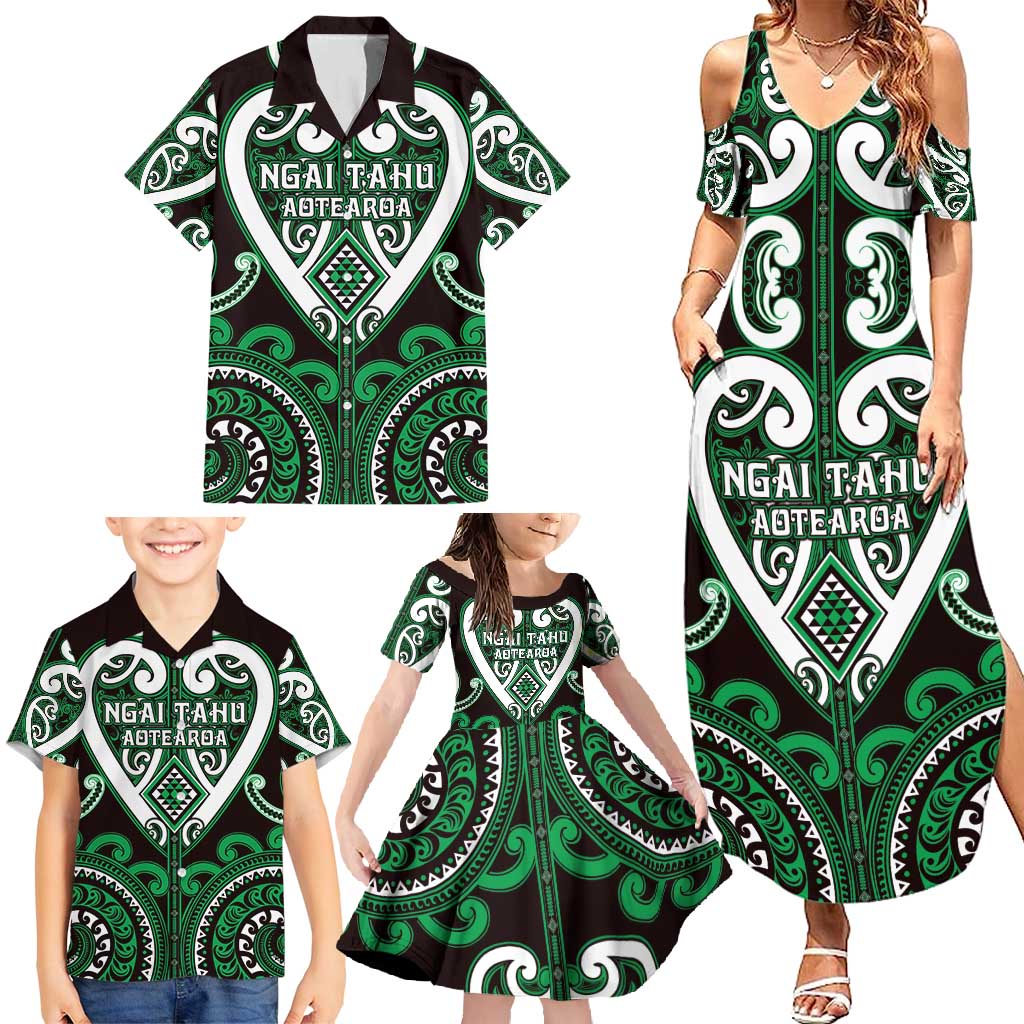 Custom Aotearoa Ngai Tahu Family Matching Summer Maxi Dress and Hawaiian Shirt Maori Tribal Pattern