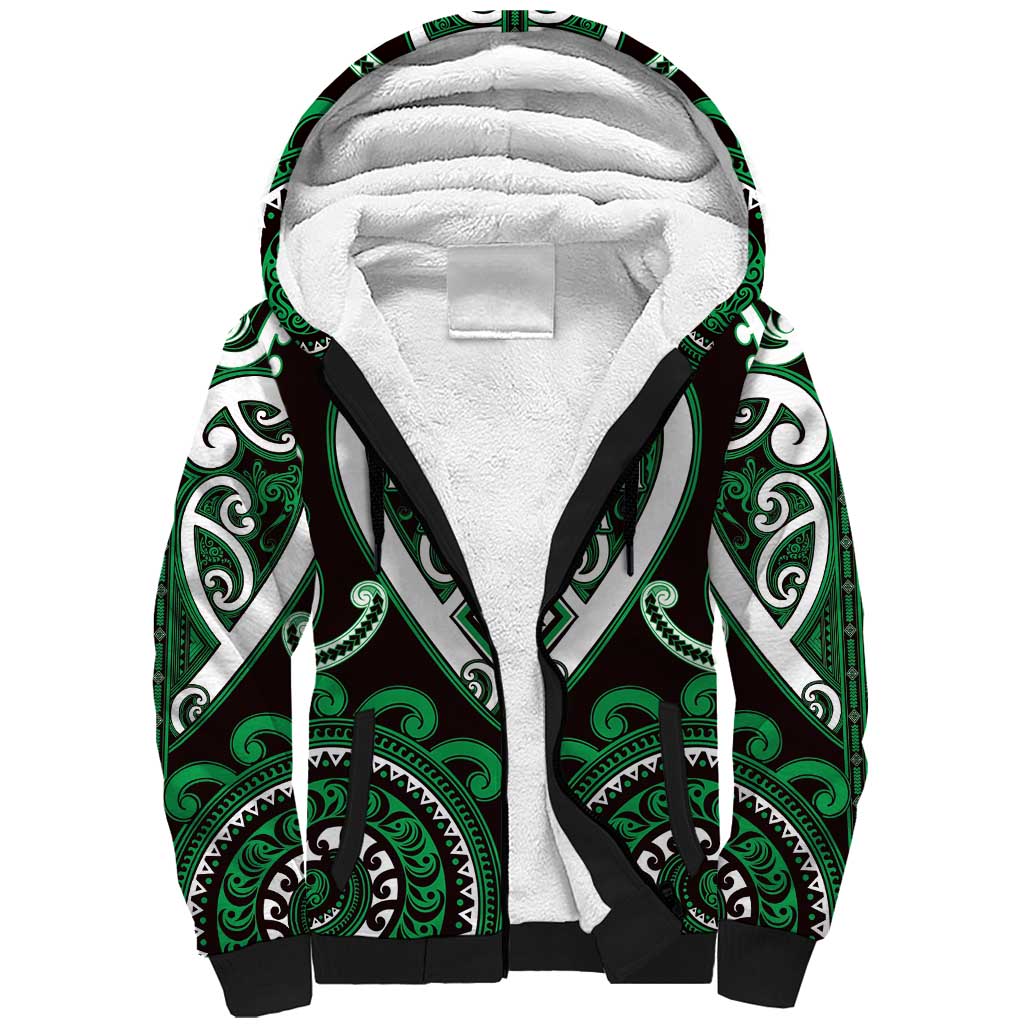 Custom Aotearoa Ngai Tahu Sherpa Hoodie Maori Tribal Pattern LT05 Unisex Green - Polynesian Pride