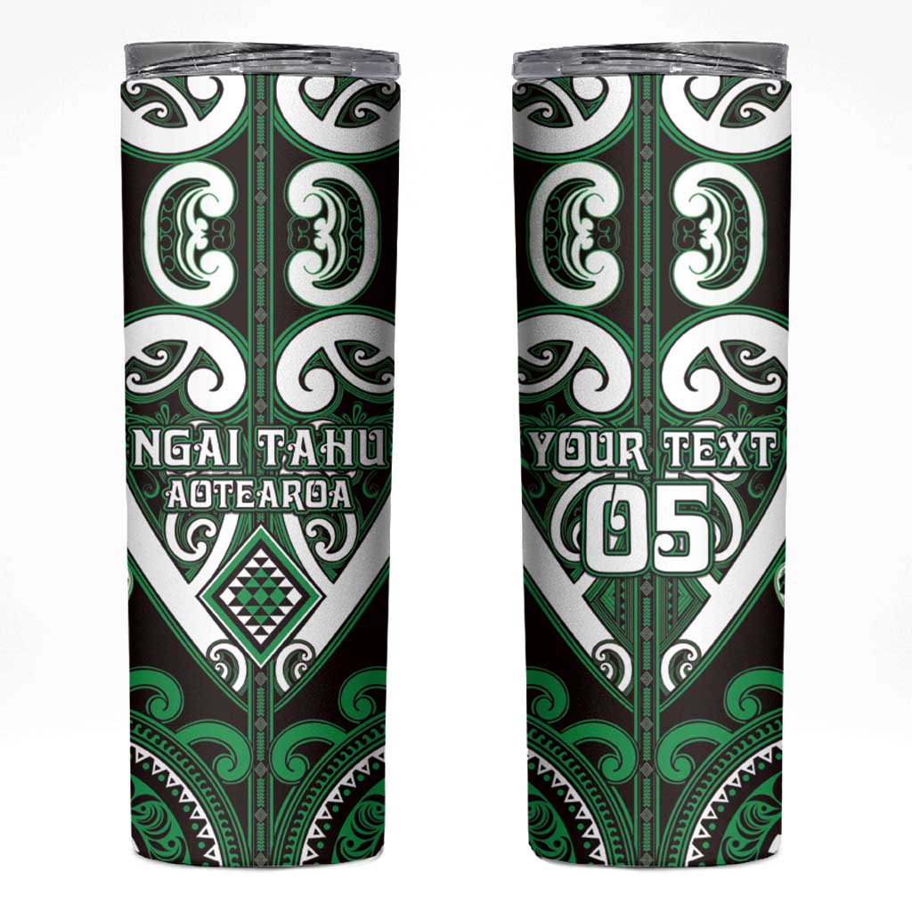 Custom Aotearoa Ngai Tahu Skinny Tumbler Maori Tribal Pattern LT05 Green - Polynesian Pride
