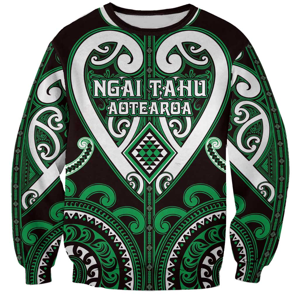 Custom Aotearoa Ngai Tahu Sweatshirt Maori Tribal Pattern LT05 Unisex Green - Polynesian Pride