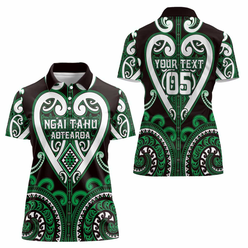 Custom Aotearoa Ngai Tahu Women Polo Shirt Maori Tribal Pattern