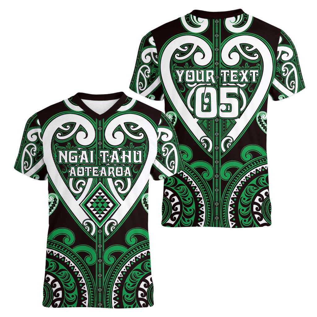 Custom Aotearoa Ngai Tahu Women V-Neck T-Shirt Maori Tribal Pattern LT05 - Polynesian Pride