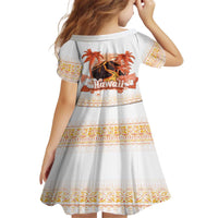 Hawaiian Volcano Lava Flow Family Matching Off The Shoulder Long Sleeve Dress and Hawaiian Shirt With Hawaiian Tapa Pattern LT05 - Polynesian Pride