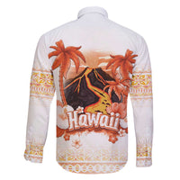 Hawaiian Volcano Lava Flow Family Matching Off The Shoulder Long Sleeve Dress and Hawaiian Shirt With Hawaiian Tapa Pattern LT05 - Polynesian Pride