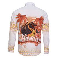 Hawaiian Volcano Lava Flow Family Matching Off Shoulder Maxi Dress and Hawaiian Shirt With Hawaiian Tapa Pattern