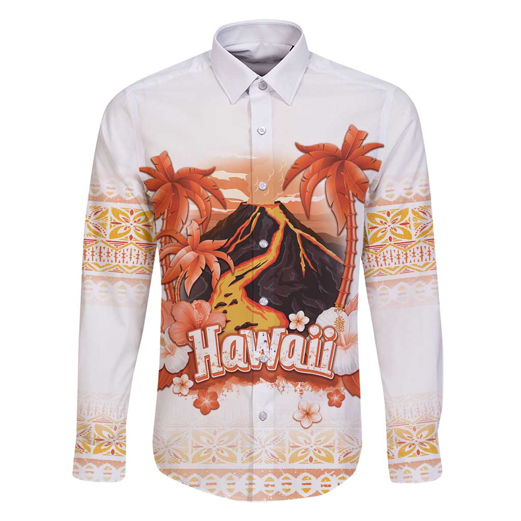 Hawaiian Volcano Lava Flow Family Matching Summer Maxi Dress and Hawaiian Shirt With Hawaiian Tapa Pattern