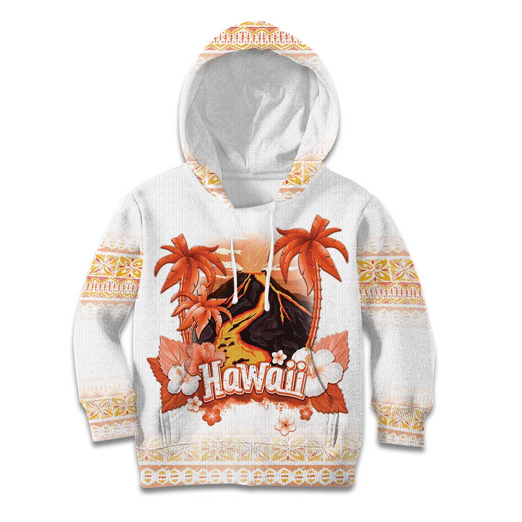 Hawaiian Volcano Lava Flow Kid Hoodie With Hawaiian Tapa Pattern LT05 Hoodie Orange - Polynesian Pride