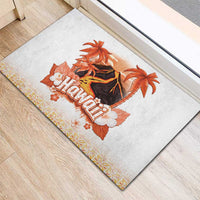 Hawaiian Volcano Lava Flow Rubber Doormat With Hawaiian Tapa Pattern