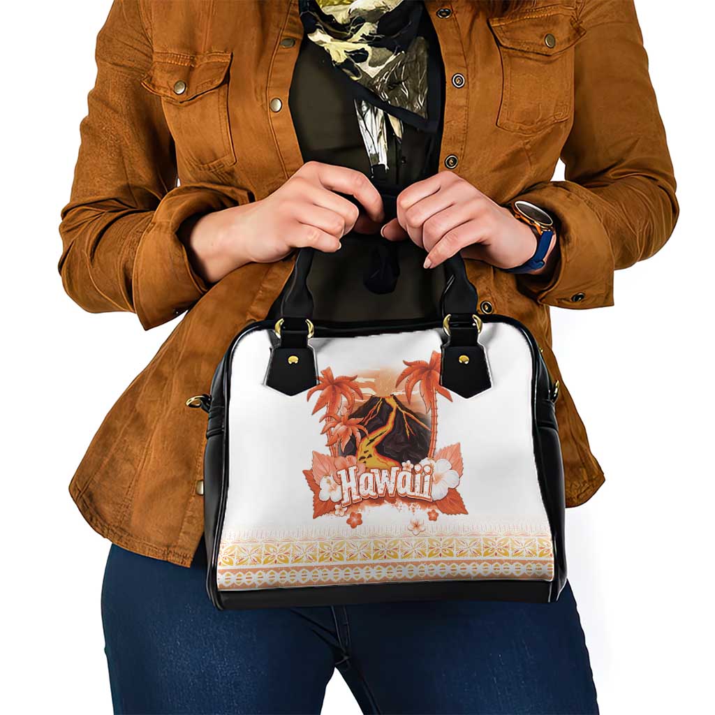 Hawaiian Volcano Lava Flow Shoulder Handbag With Hawaiian Tapa Pattern