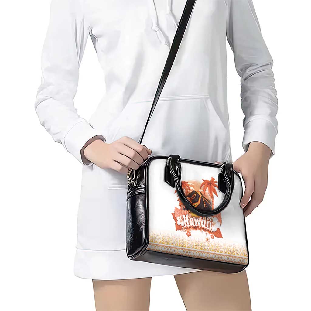 Hawaiian Volcano Lava Flow Shoulder Handbag With Hawaiian Tapa Pattern