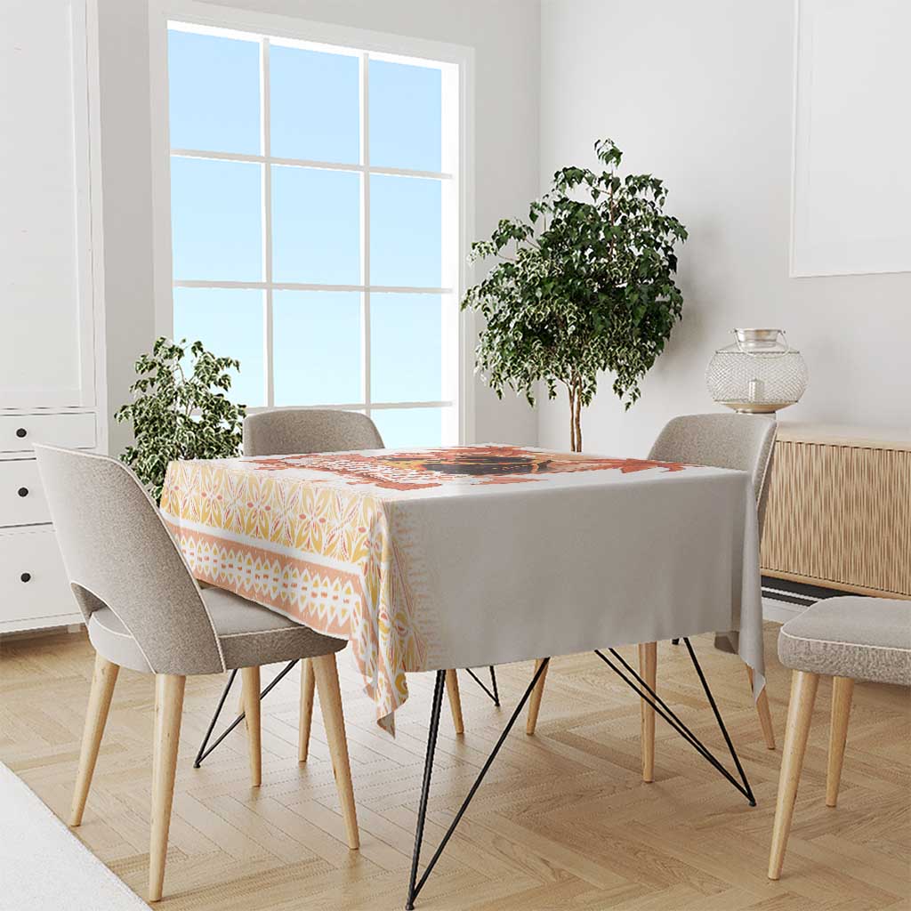 Hawaiian Volcano Lava Flow Tablecloth With Hawaiian Tapa Pattern