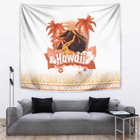 Hawaiian Volcano Lava Flow Tapestry With Hawaiian Tapa Pattern