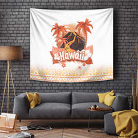 Hawaiian Volcano Lava Flow Tapestry With Hawaiian Tapa Pattern
