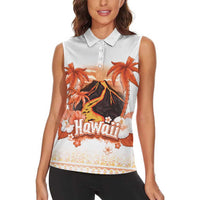 Hawaiian Volcano Lava Flow Women Sleeveless Polo Shirt With Hawaiian Tapa Pattern