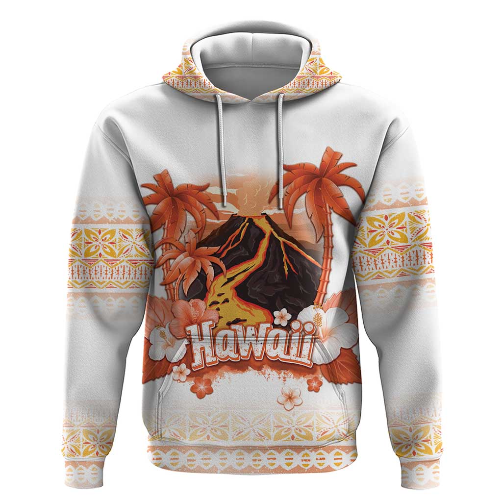 Hawaiian Volcano Lava Flow Zip Hoodie With Hawaiian Tapa Pattern