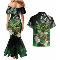 Aotearoa New Zealand Tuatara Couples Matching Mermaid Dress and Hawaiian Shirt Maori Koru Art LT05 - Polynesian Pride