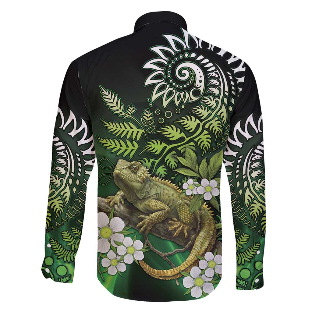 Aotearoa New Zealand Tuatara Family Matching Off Shoulder Maxi Dress and Hawaiian Shirt Maori Koru Art LT05 - Polynesian Pride
