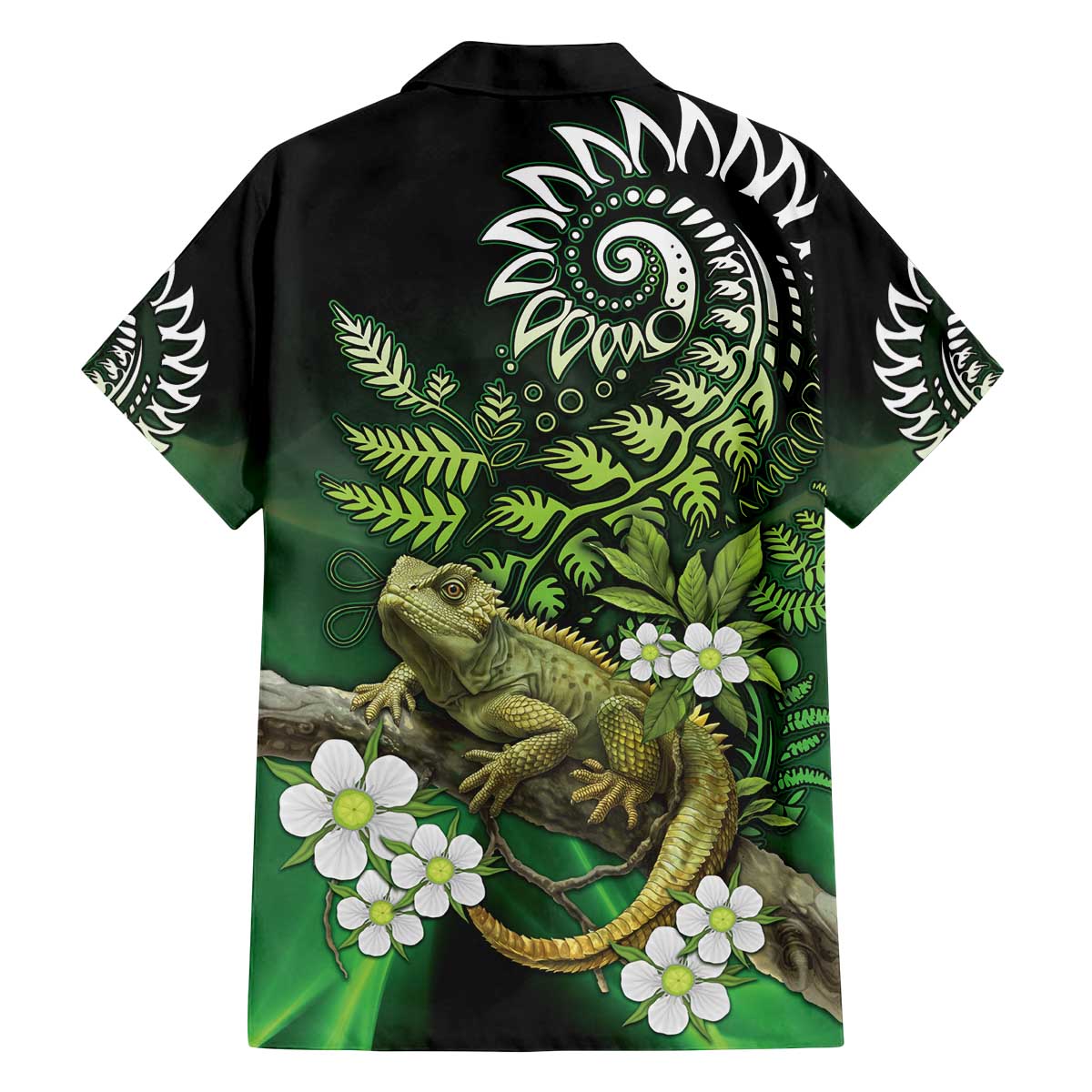 Aotearoa New Zealand Tuatara Family Matching Off Shoulder Short Dress and Hawaiian Shirt Maori Koru Art LT05 - Polynesian Pride