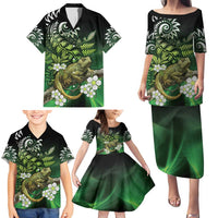 Aotearoa New Zealand Tuatara Family Matching Puletasi and Hawaiian Shirt Maori Koru Art LT05 - Polynesian Pride