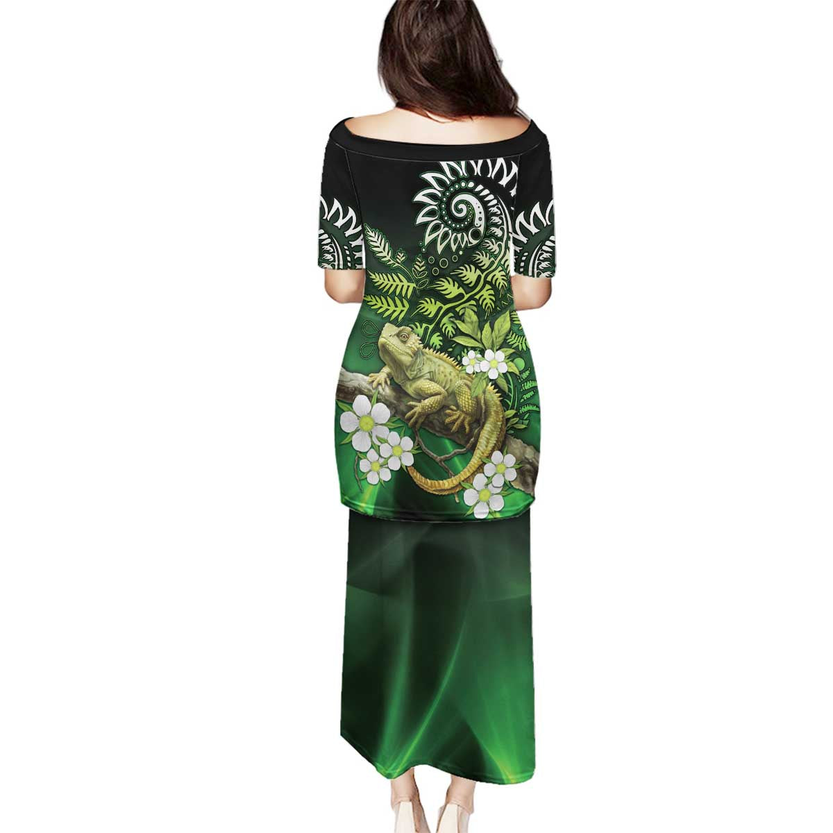 Aotearoa New Zealand Tuatara Family Matching Puletasi and Hawaiian Shirt Maori Koru Art LT05 - Polynesian Pride