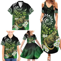 Aotearoa New Zealand Tuatara Family Matching Summer Maxi Dress and Hawaiian Shirt Maori Koru Art LT05 - Polynesian Pride