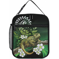 Aotearoa New Zealand Tuatara Lunch Bag Maori Koru Art LT05 10.2 × 8.3 × 4.3 inch Green - Polynesian Pride