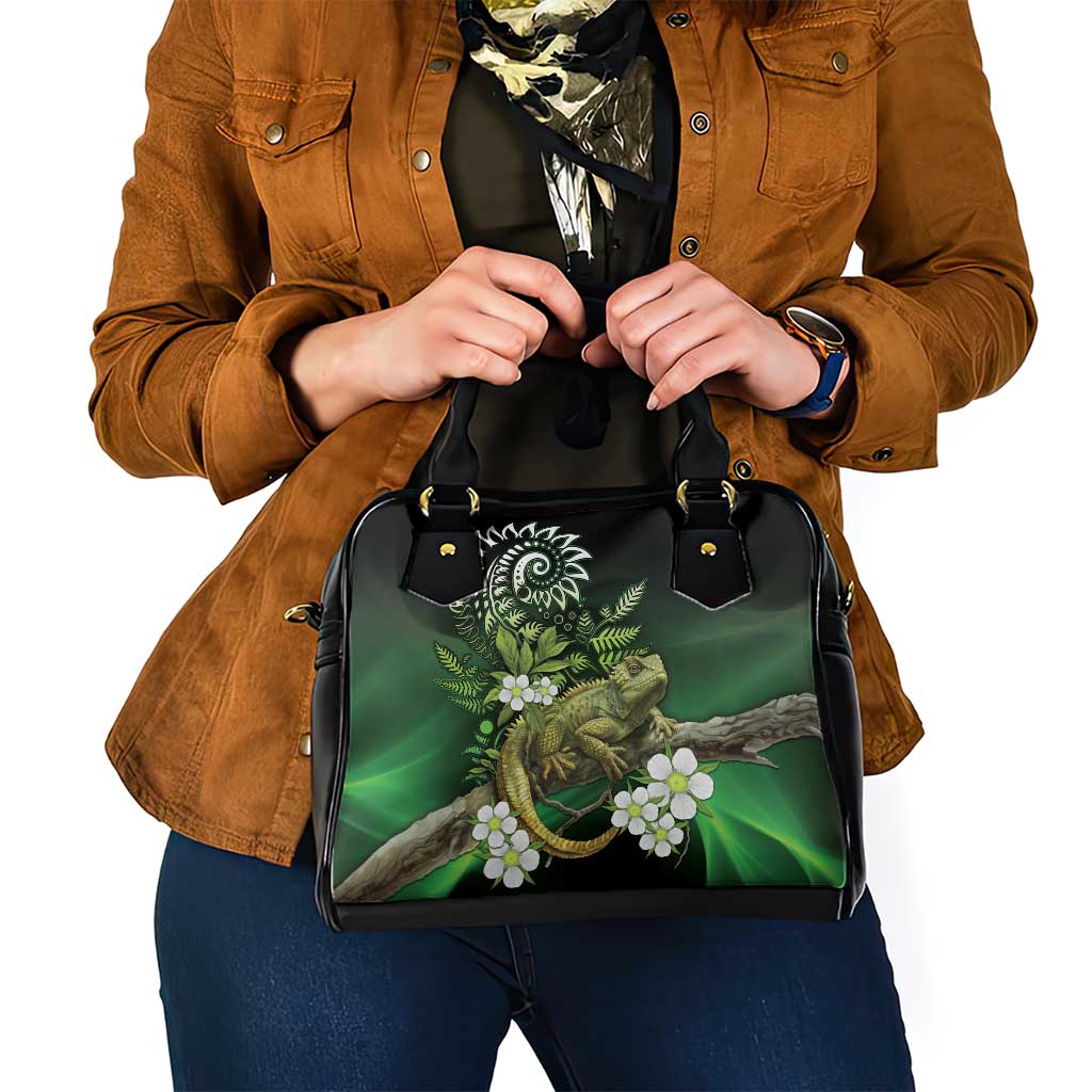 Aotearoa New Zealand Tuatara Shoulder Handbag Maori Koru Art LT05 - Polynesian Pride