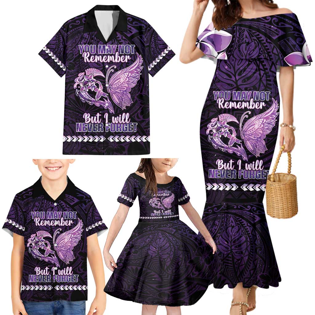 Personalised Alzheimer's Awareness Family Matching Mermaid Dress and Hawaiian Shirt You May Not Remember But I Will Never Forget LT05 - Polynesian Pride