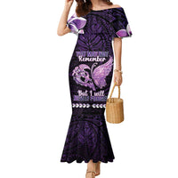 Personalised Alzheimer's Awareness Family Matching Mermaid Dress and Hawaiian Shirt You May Not Remember But I Will Never Forget LT05 Mom's Dress Purple - Polynesian Pride