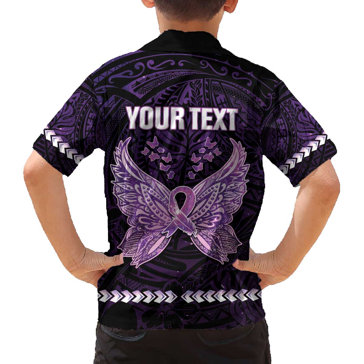 Personalised Alzheimer's Awareness Family Matching Off Shoulder Short Dress and Hawaiian Shirt You May Not Remember But I Will Never Forget LT05 - Polynesian Pride