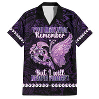 Personalised Alzheimer's Awareness Family Matching Off Shoulder Short Dress and Hawaiian Shirt You May Not Remember But I Will Never Forget LT05 Dad's Shirt - Short Sleeve Purple - Polynesian Pride