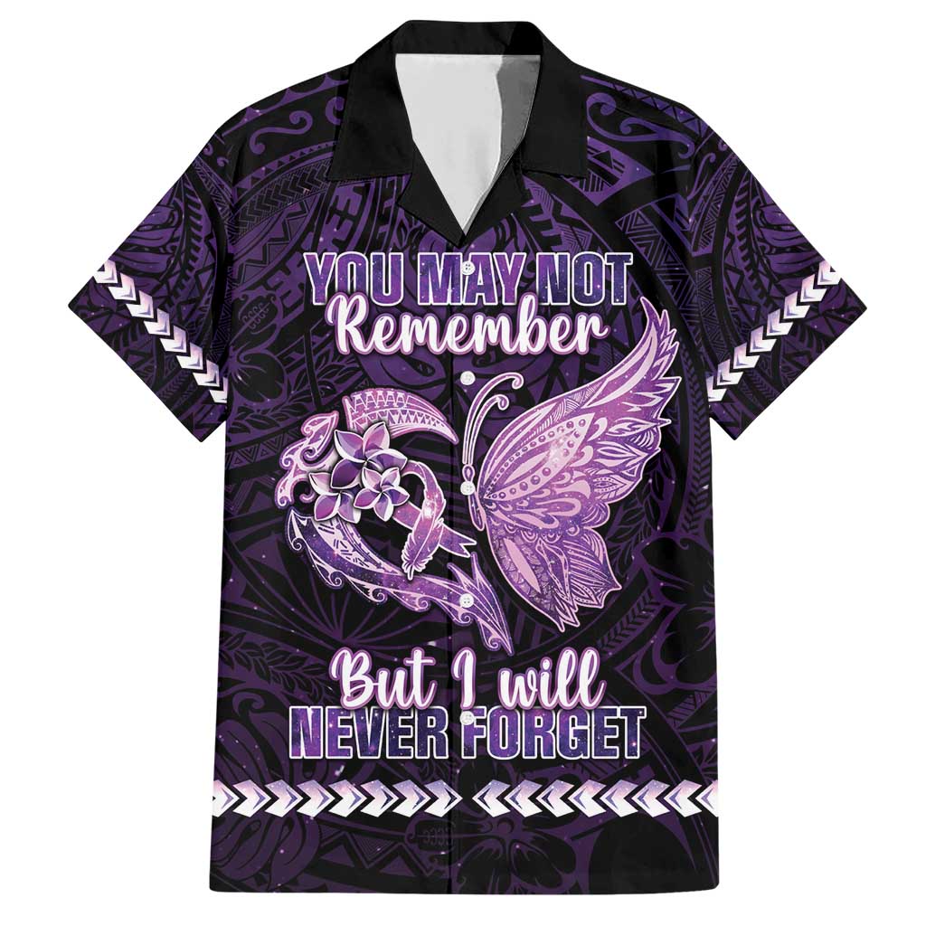 Personalised Alzheimer's Awareness Family Matching Short Sleeve Bodycon Dress and Hawaiian Shirt You May Not Remember But I Will Never Forget LT05 Dad's Shirt - Short Sleeve Purple - Polynesian Pride