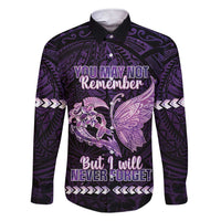 Personalised Alzheimer's Awareness Family Matching Short Sleeve Bodycon Dress and Hawaiian Shirt You May Not Remember But I Will Never Forget LT05 Dad's Shirt - Long Sleeve Purple - Polynesian Pride