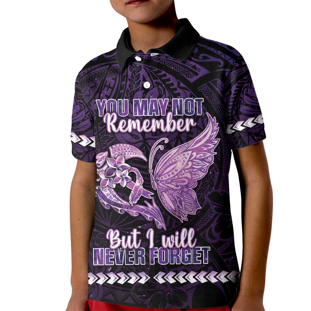 Personalised Alzheimer's Awareness Kid Polo Shirt You May Not Remember But I Will Never Forget