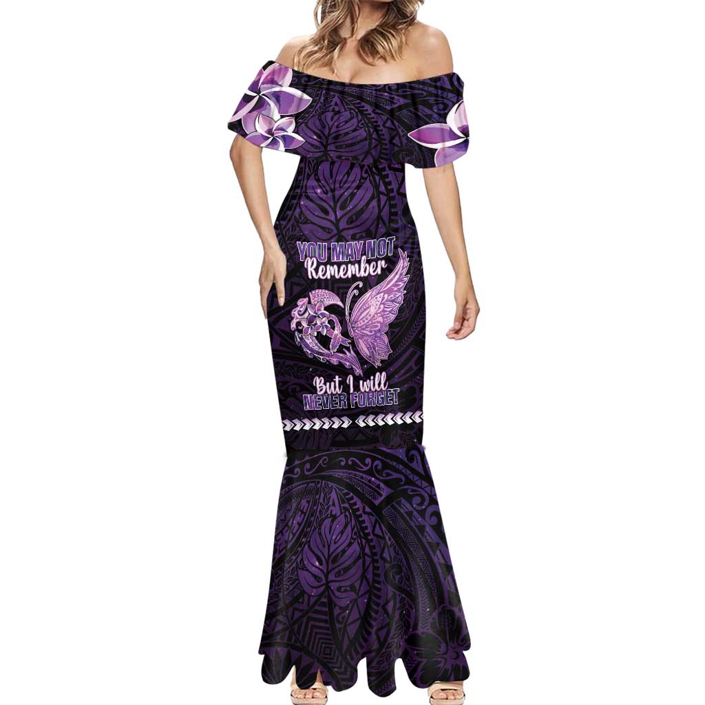 Personalised Alzheimer's Awareness Mermaid Dress You May Not Remember But I Will Never Forget LT05 - Polynesian Pride