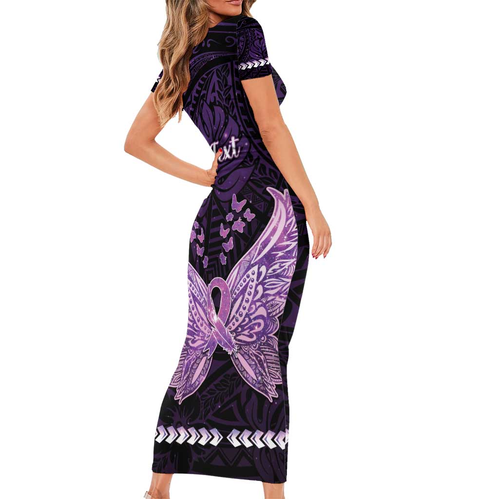 Personalised Alzheimer's Awareness Short Sleeve Bodycon Dress You May Not Remember But I Will Never Forget LT05 - Polynesian Pride