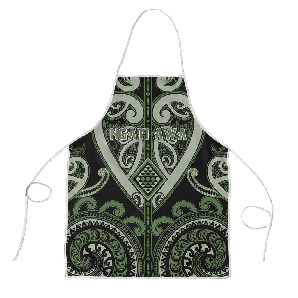Aotearoa Ngati Awa Apron Maori Tribal Pattern LT05 Green - Polynesian Pride