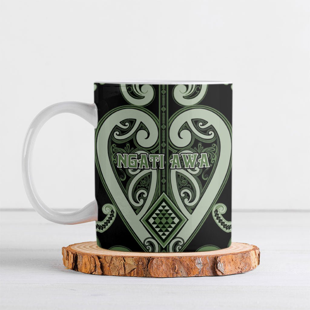 Custom Aotearoa Ngati Awa Ceramic Mug Maori Tribal Pattern LT05 Green - Polynesian Pride