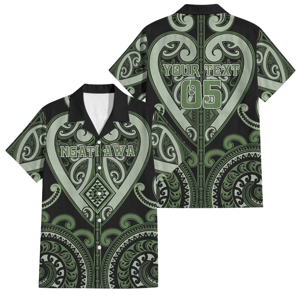 Custom Aotearoa Ngati Awa Family Matching Off The Shoulder Long Sleeve Dress and Hawaiian Shirt Maori Tribal Pattern LT05 Dad's Shirt - Short Sleeve Green - Polynesian Pride
