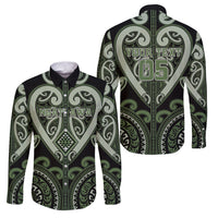 Custom Aotearoa Ngati Awa Family Matching Summer Maxi Dress and Hawaiian Shirt Maori Tribal Pattern LT05 Dad's Shirt - Long Sleeve Green - Polynesian Pride