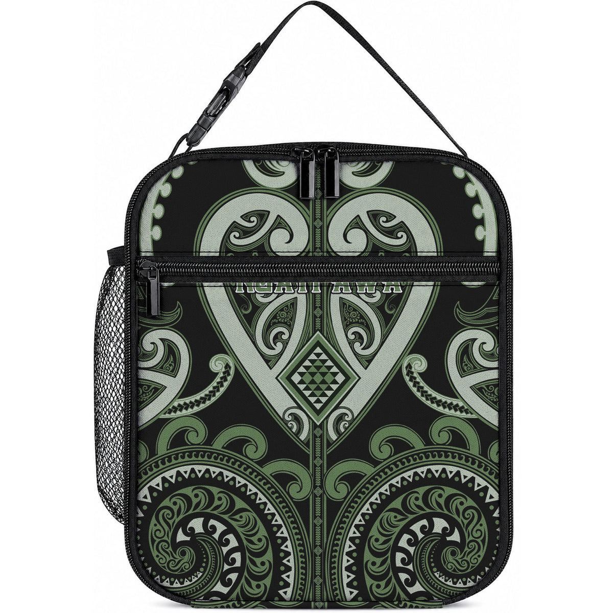 Aotearoa Ngati Awa Lunch Bag Maori Tribal Pattern LT05 10.2 × 8.3 × 4.3 inch Green - Polynesian Pride