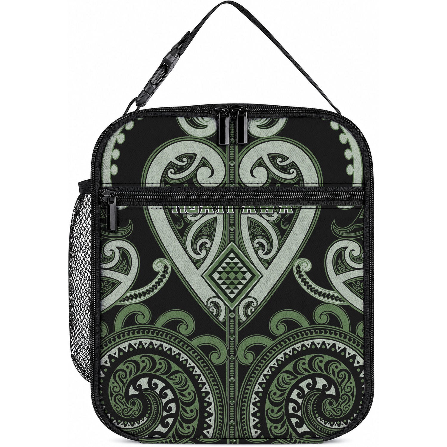 Aotearoa Ngati Awa Lunch Bag Maori Tribal Pattern LT05 10.2 × 8.3 × 4.3 inch Green - Polynesian Pride