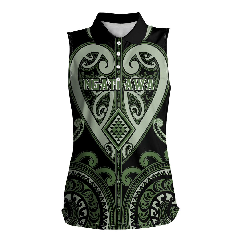 Custom Aotearoa Ngati Awa Women Sleeveless Polo Shirt Maori Tribal Pattern